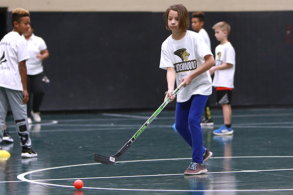 Kids playing hockey